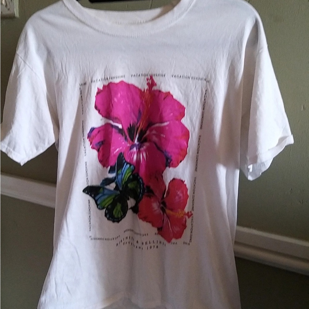 Floral Graphic T-Shirt with Butterfly